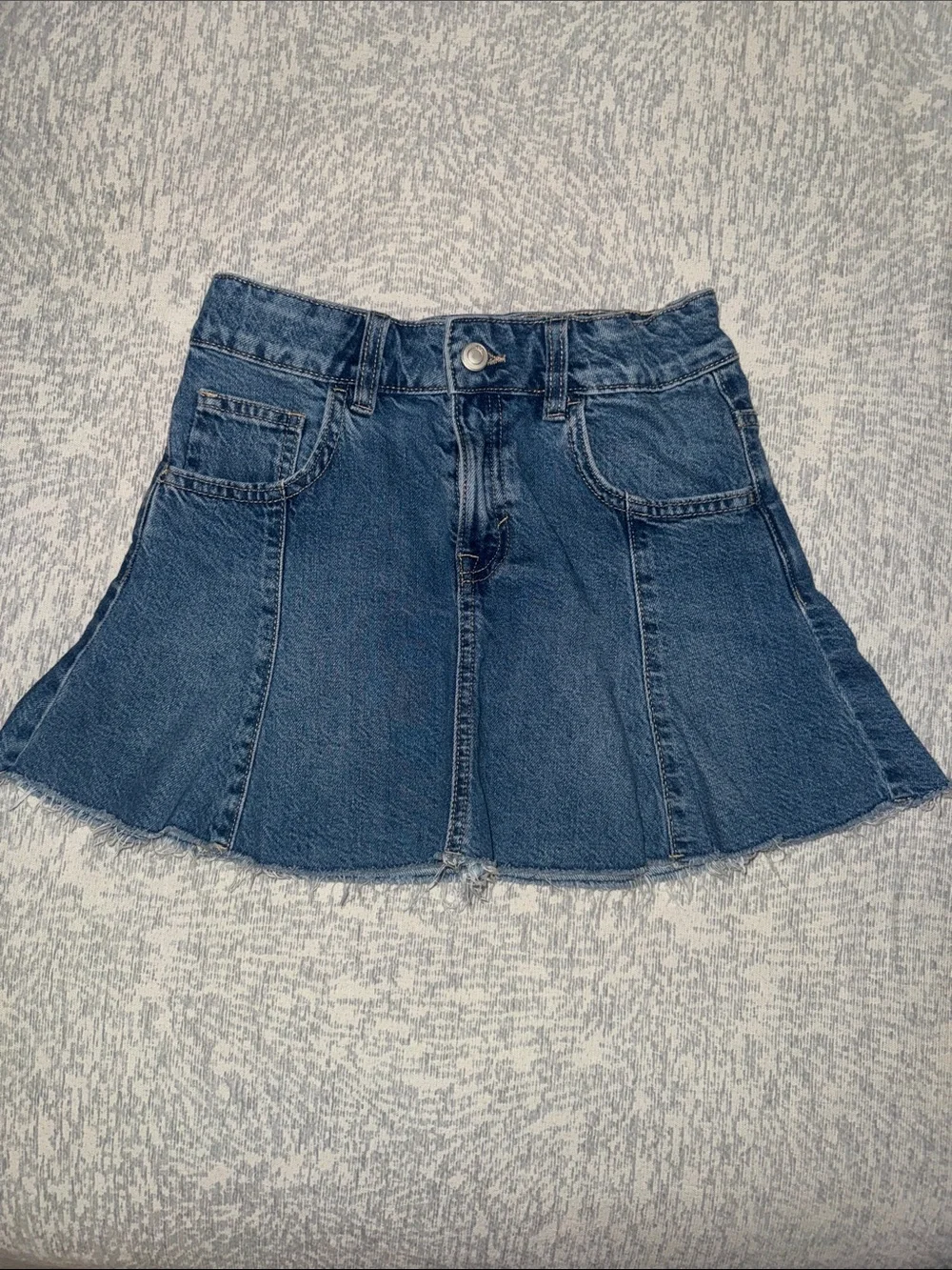 Zara Dark Blue Denim Flared Mini Skirt